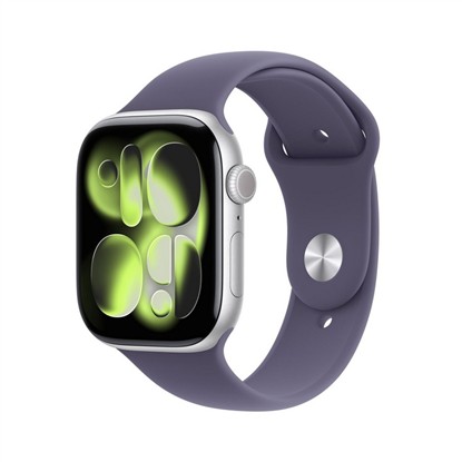APPLE WATCH SERIES 11 GPS 46MM GÜMÜŞ RENGİ ALÜMİNYUM SİS MORU SPOR KORDON - S/M MEV94TU/A resmi