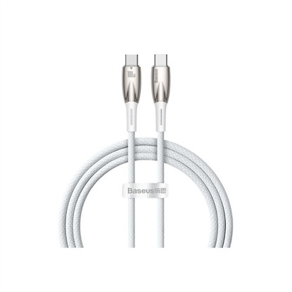 BASEUS GLIMMER SERIES TYPE-C TO TYPE-C 100W HIZLI ŞARJ KABLOSU 1M. - BEYAZ resmi