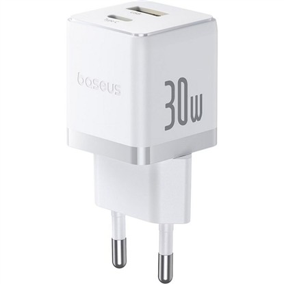 BASEUS PALM SERİSİ EU TYPE-C VE USB PORTLU 30W HIZLI ŞARJ ADAPTÖRÜ-BEYAZ P1011160A213-00 resmi