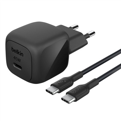BELKIN WCA013 45W HIZLI DUVAR ŞARJI + 1M KABLO USB-C DUVAR ŞARJ CİHAZI  - SİYAH WCA013KQ1MBK-B6 resmi