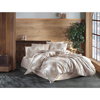 KEEP LONDON HOME SERIES NATURAL COTTON(DOĞAL PAMUK) ÇİFT KİŞİLİK NEVRESİM TAKIMI-PUDRA KLHOME334 resmi