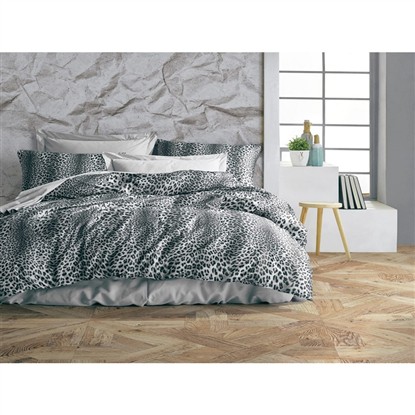 KEEP LONDON HOME SERIES NATURAL COTTON(DOĞAL PAMUK) TEK KİŞİLİK NEVRESİM TAKIMI-LEOPAR GRİ KLHOME321 resmi