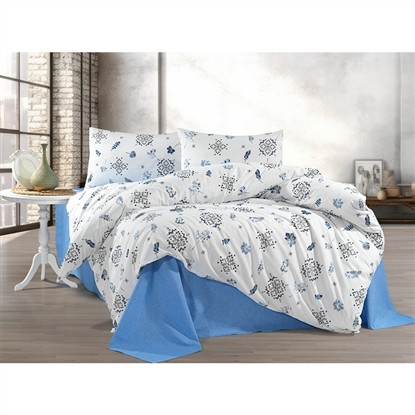 KEEP LONDON HOME SERIES NATURAL COTTON(DOĞAL PAMUK) TEK KİŞİLİK NEVRESİM TAKIMI-MAVİ KLHOME309 resmi