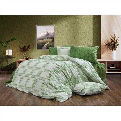 KEEP LONDON HOME SERIES NATURAL COTTON(DOĞAL PAMUK) TEK KİŞİLİK NEVRESİM TAKIMI-YEŞİL KLHOME337 resmi