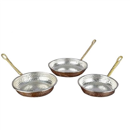 KEEP LONDON KLKCH042 KITCHEN COPPER HİTİT SERİSİ 3 'LÜ EL YAPIMI ÖZEL TASARIM BAKIR TAVA SETİ resmi