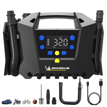 MICHELIN MC34259 11.1VOLT/2.5AH. LI-ION 120PSI AYARLANABİLİR DİJİTAL BASINÇ GÖSTERGELİ ŞARJLI LASTİK & YATAK ŞİŞİRME POMPASI resmi