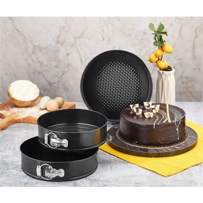 POLOCHEF KELEPÇELİ KEK KALIBI 3 LÜ SET ( 24 - 26 - 28 CM ) KEK103-KKS resmi