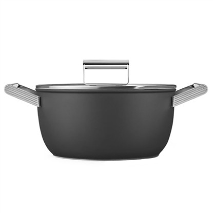 SMEG CKFC2411BLM 50'S STYLE SİYAH TENCERE 24CM resmi