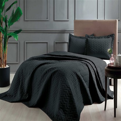 TAÇ GLORY ÇİFT KİŞİLİK YATAK ÖRTÜSÜ SİYAH 1500188415013 resmi