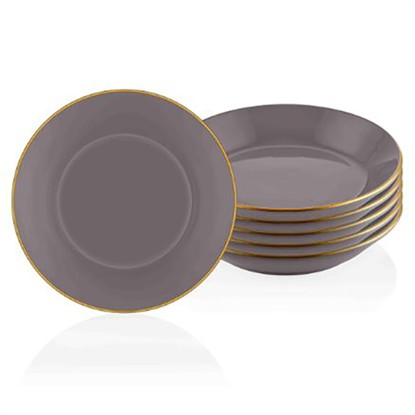 THE MIA BASIC YEMEK TABAĞI 6 LI SET GRİ - 20CM BSC0024 resmi