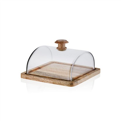 THE MIA MADERA DİKDÖRTGEN KEK SAKLAMA FANUSU 15X19X19 CM CAM0403 resmi