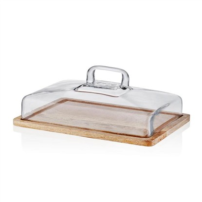 THE MIA MADERA DİKDÖRTGEN KEK SAKLAMA FANUSU 16X28X18 CM CAM0394 resmi