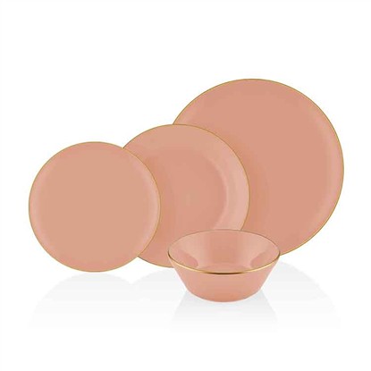 THE MIA BASIC 24 PARÇA YEMEK SETİ SOMON PEMBE BSC0021 resmi