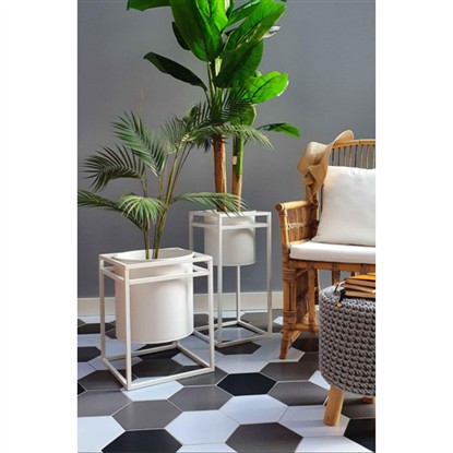 THEMİA SAKSI 60 X 30 X 30 CM BEYAZ SKS0029 resmi