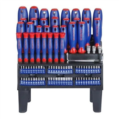 WORKPRO WP200507 100 PARÇA DUVAR ASKI APARATLI PROFESYONEL CR-V MANYETİK TORNAVİDA VE BİTS UÇ SETİ resmi