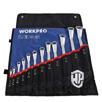 WORKPRO WP202510 6-32MM 12 PARÇA CR-V PROFESYONEL İKİ AĞIZLI YILDIZ ANAHTAR TAKIMI + BEZ TAŞIMA KILIFI resmi