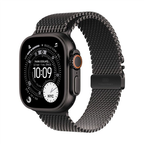APPLE WATCH ULTRA 3 GPS + CELLULAR 49MM SİYAH TİTANYUM KASA VE SİYAH TİTANYUM MİLANO LOOP - BÜYÜK BOY MF1T4TU/A resmi