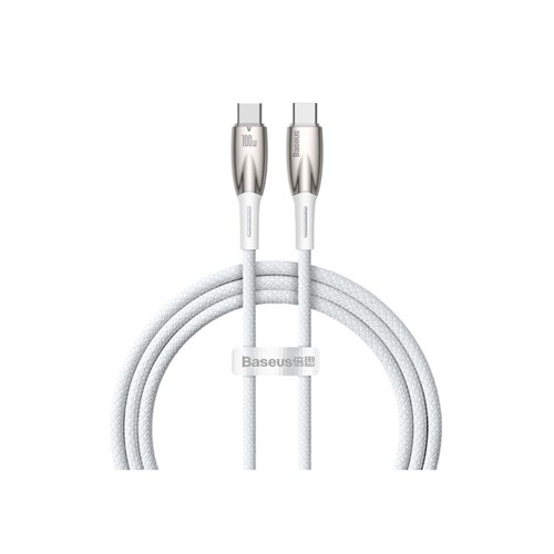 BASEUS GLIMMER SERIES TYPE-C TO TYPE-C 100W HIZLI ŞARJ KABLOSU 1M. - BEYAZ resmi