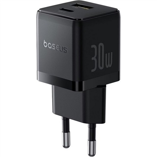 BASEUS PALM SERİSİ EU TYPE-C VE USB PORTLU 30W EU ŞARJ ADAPTÖRÜ-SİYAH P1011160A113-00 resmi