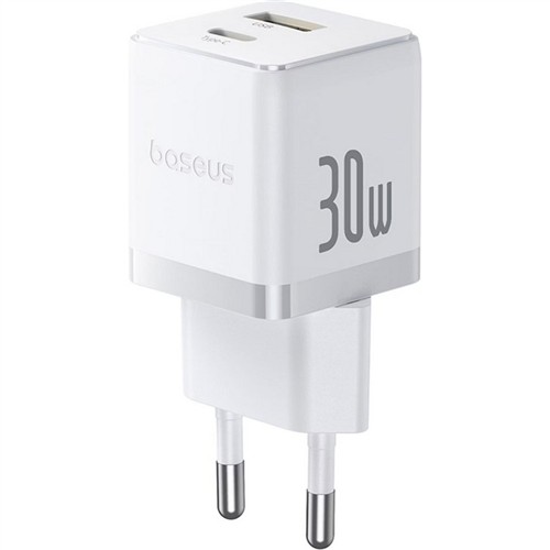 BASEUS PALM SERİSİ EU TYPE-C VE USB PORTLU 30W HIZLI ŞARJ ADAPTÖRÜ-BEYAZ P1011160A213-00 resmi
