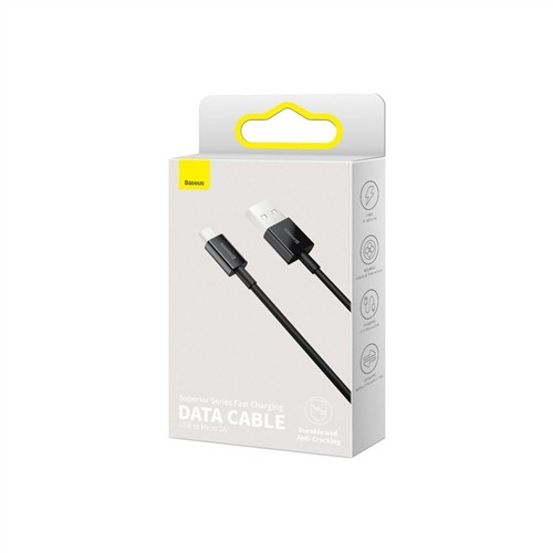 BASEUS SUPERİOR 2A 1M MİKRO USB KABLO - SİYAH resmi