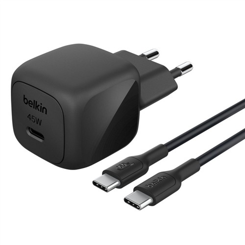 BELKIN WCA013 45W HIZLI DUVAR ŞARJI + 1M KABLO USB-C DUVAR ŞARJ CİHAZI  - SİYAH WCA013KQ1MBK-B6 resmi