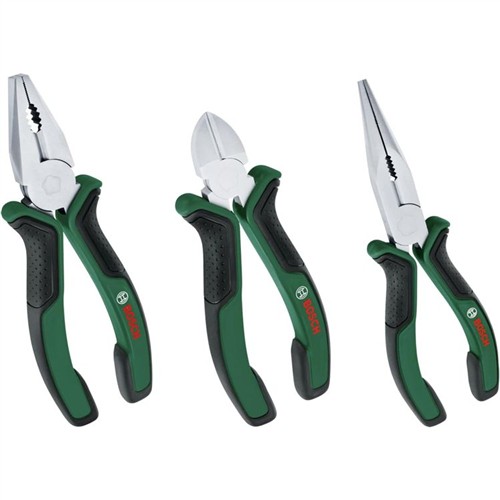 BOSCH PENSE SETİ 3 PARÇA (KARGABURUN, YAN KESKİ, PENSE) 1600A02C0S resmi