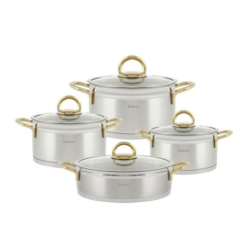 HİSAR ORION METAL TIT GOLD KULP 8P TENCERE SETİ 51796 resmi