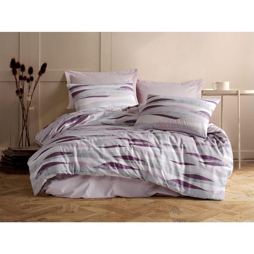KEEP LONDON HOME SERIES NATURAL COTTON(DOĞAL PAMUK) TEK KİŞİLİK NEVRESİM TAKIMI-LİLA KLHOME323 resmi