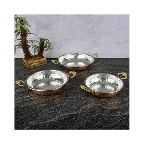 KEEP LONDON KITCHEN COPPER HİTİT SERİSİ 3 'LÜ EL YAPIMI ÖZEL TASARIM BAKIR SAHAN SETİ resmi