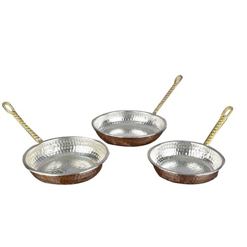KEEP LONDON KLKCH042 KITCHEN COPPER HİTİT SERİSİ 3 'LÜ EL YAPIMI ÖZEL TASARIM BAKIR TAVA SETİ resmi