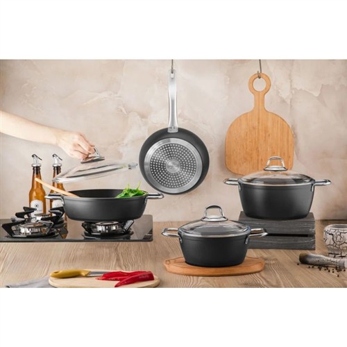 NOBLE LIFE BICOAT 7 PARÇA İNDÜKSİYON TABANLI SET SİYAH N14034 resmi