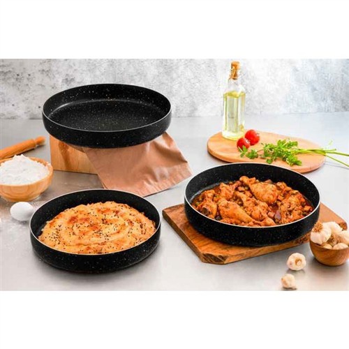 POLO CHEF GRANİT 3 LÜ FIRIN TEPSİSİ 28 CM.-30 CM- 32 CM. FT100-HAT resmi