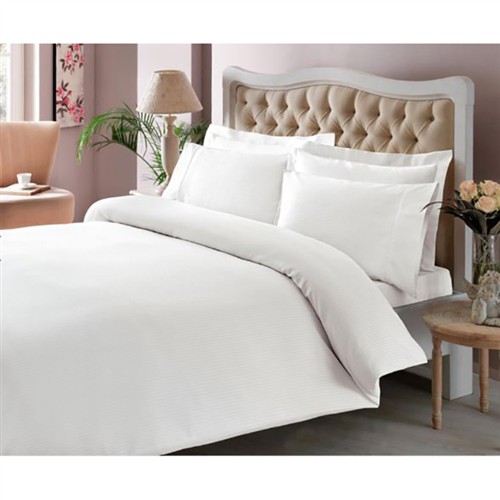 TAÇ PREMIUM BASIC BEYAZ STRİPE KING NEVRESİM TAKIMI ÇİFT KİŞİLİK 1000039307001 resmi