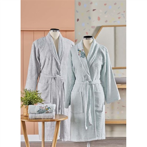 TAÇ SOFT BAMBOO ANNA ÇİFT KİŞİLİK BAMBU AİLE SETİ MİNT-GRİ 1500188688002 resmi