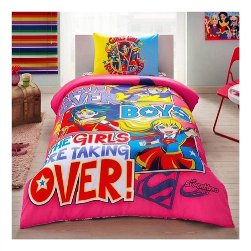 TAÇ SUPER HERO GİRL TEK KİŞİLİK NEVRESİM TAKIMI resmi