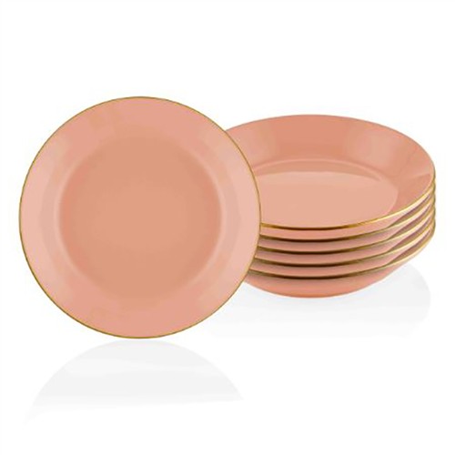 THE MIA BASIC YEMEK TABAĞI 6 LI SET SOMON PEMBE - 20CM BSC0017 resmi