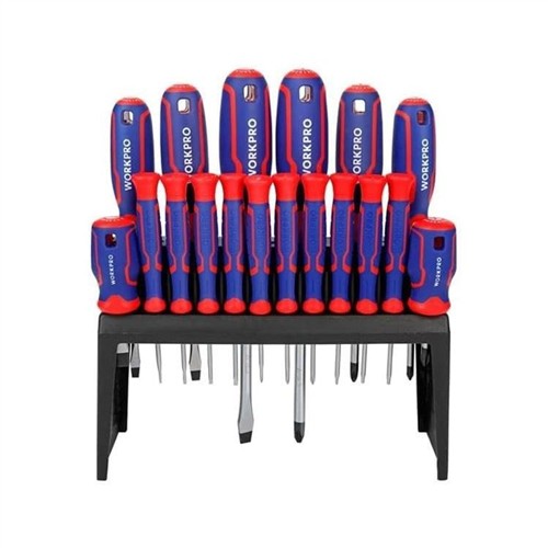 WORKPRO WP200506 18 PARÇA DUVAR ASKI APARATLI PROFESYONEL CR-V MANYETİK TORNAVİDA SETİ resmi